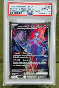 Pokemon 2025 Team Rocket's Mewtwo ex 231/182 SIR Destined Rivals GEM MINT PSA 10 - Image 4