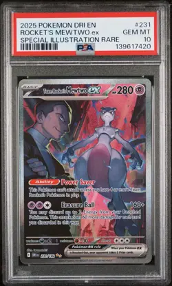Pokemon 2025 Team Rocket's Mewtwo ex 231/182 SIR Destined Rivals GEM MINT PSA 10 - Image 1