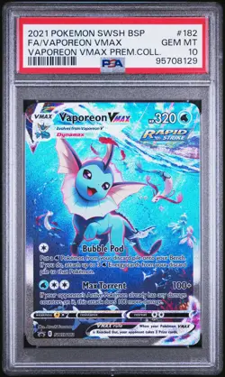 2021 POKEMON SWSH BLACK STAR PROMO #182 FULL ART/VAPOREON VMAX PSA 10 - Image 1