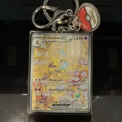 KEYCHAIN Alakazam ex 201/165 SV 151 ENG 2023 Full Art + 1 FREE CARD - Image 1
