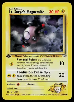 Pokemon Card - Lt. Surge's Magnemite Gym Heroes 50/132 Uncommon 1st Edition - Image 1