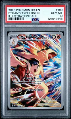 2025 POKEMON DRI EN-DESTINED RIVALS ILLUSTRATION RARE ETHAN'S TYPHLOSION PSA 10 - Image 1
