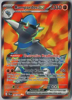 RAMPARDOS EX 100/084 ULTRA RARE PITCH BLACK POKEMON HOLO - Image 1