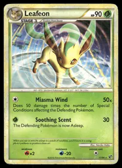 Leafeon 17/90 Rare HGSS Undaunted Pokemon Heavily Played - Image 1