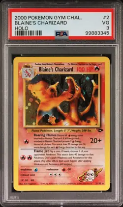2000 POKEMON GYM CHALLENGE 2 BLAINE'S CHARIZARD HOLO PSA 3 - Image 1