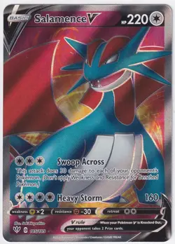 Pokemon Salamence V (Full Art) SWSH03: Darkness Ablaze Ultra Rare Holo 185/189 - Image 1