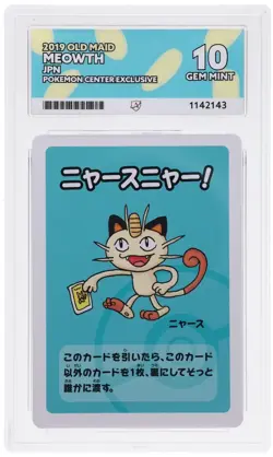 ACE 10 Meowth Old Maid Pokemon Center Exclusive Japanese Perfect Subgrades - Image 1