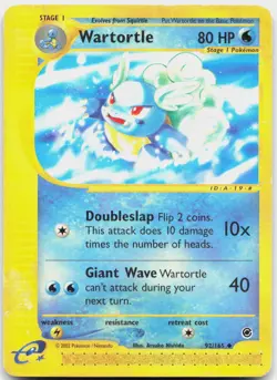 Wartortle 92/165 Uncommon Expedition Base Set Pokemon Damaged - Image 1