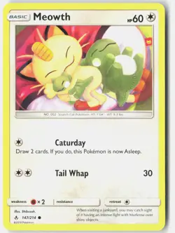 Meowth 147/214 Common Unbroken Bonds Pokemon Lightly Played - Image 1