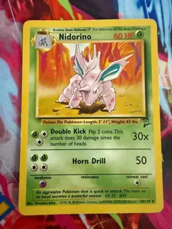 Nidorino 54/130 Uncommon Base Set 2 Pokemon LP - Image 1