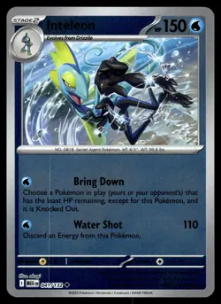 Inteleon 041/132 Uncommon Mega Evolution Pokemon Reverse Holo Near Mint - Image 1