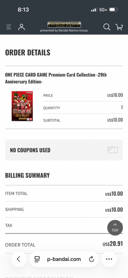 *PRESALE* Monkey D. Luffy PROMO P-159 ENG 2 Card Set 29th Anniversary *PRESALE* - Image 2
