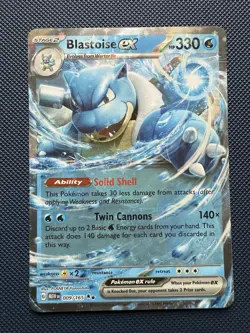 Pokemon TCG Blastoise EX Scarlet Violet 151 Card 9/165 NM Condition - Image 1