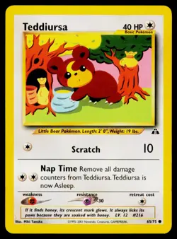 Teddiursa - 65/75 NM Common Neo Discovery Pokemon Unlimited - Image 1