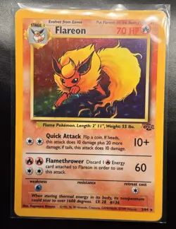 Wizards Pokemon TCG Flareon 70HP Jungle 3/64 Holo Rare Unlimited 1999 - Image 1