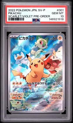 2022 POKEMON JAPANESE SV PROMO SCARLET & VIOLET PRE-ORDER #001 PIKACHU PSA 10 - Image 1
