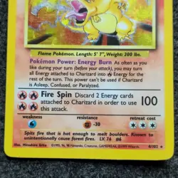 Wizards Pokemon TCG Base Set Charizard 4/102 Holo Rare 1999 English 120HP - Image 5