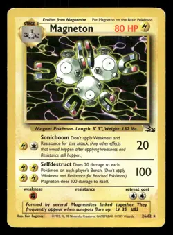 Magneton 26/62 Fossil Unlimited HP/DMG Pokemon - Image 1