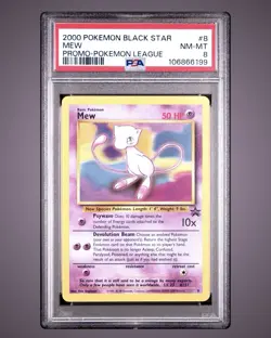 2000 POKEMON BLACK STAR #8 MEW PROMO POKEMON LEAGUE PSA NM 7 - Image 1