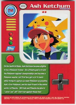 Ash Ketchum #77 Topps Blue Logo Series 1 Pokemon NM - Image 3