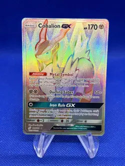 Pokemon Sun & Moon Team Up Cobalion GX 189/181 Rainbow Secret Rare NM/LP - Image 1