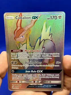 Pokemon Sun & Moon Team Up Cobalion GX 189/181 Rainbow Secret Rare NM/LP - Image 2