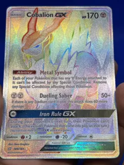 Pokemon Sun & Moon Team Up Cobalion GX 189/181 Rainbow Secret Rare NM/LP - Image 3