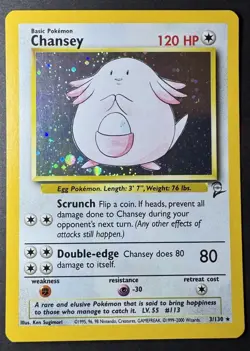 Chansey 3/130 Base Set 2 Unlimited Holo Rare WOTC Pokemon English - Near Mint - Image 1