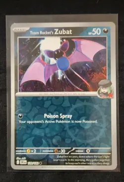 Team Rocket's Zubat ERROR REVERSE HOLO BLEED 120/182 Pokemon TCG Card DRI NM - Image 1