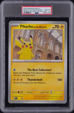 2026 POKEMON MEP EN-ME BLACK STAR PROMO PIKACHU AT THE MUSEUM PSA 10 - Image 1