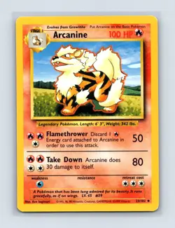 Arcanine 23/102 Uncommon Base Set Unlimited Pokemon Lightly Played - Image 1