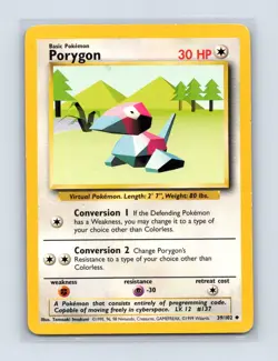 Porygon 39/102 Uncommon Base Set Unlimited Pokemon Lightly Played - Image 1