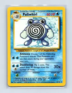 Poliwhirl 38/102 Uncommon Base Set Unlimited Pokemon Lightly Played - Image 1