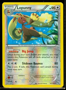 Pokemon LOPUNNY 85/106 - XY Flashfire - RARE Rev Holo - NEAR MINT/MINT - Image 1