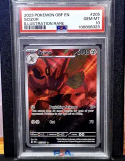 POKEMON 2023 Obsidian Flames Scizor 205/197 Illustration Rare Foil PSA 10 - Image 3