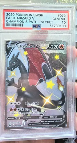Pokemon Charizard V Champion's Path Secret Rare Full Art #079 PSA 10 Gem Mint - Image 1