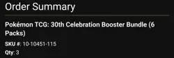 x3 Pokemon 30th Anniversary Celebrations Booster Bundle PRESALE - Image 4