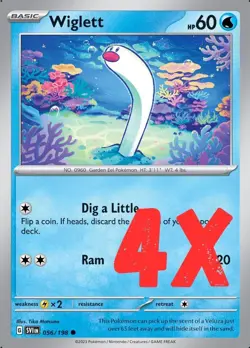 4X Pokemon TGC Wiglett 056/198 Scarlet & Violet Base Set English 2023 NM - Image 1