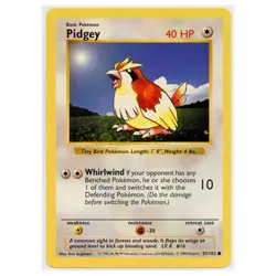 1999 Vintage Pokemon Pidgey Base Set Shadowless Common #57/102 Lightly Played - Image 1