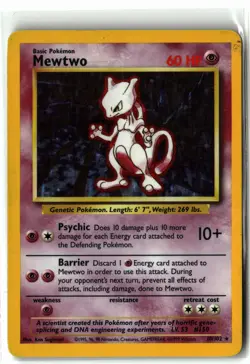 1999 Mewtwo ⭐ 10/102 Holo Rare Base Set WOTC Vintage Unlimited Pokemon MP - Image 1