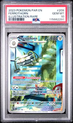 2023 POKEMON PAR EN-PARADOX RIFT ILLUSTRATION RARE #209 FERROTHORN PSA 10 - Image 1