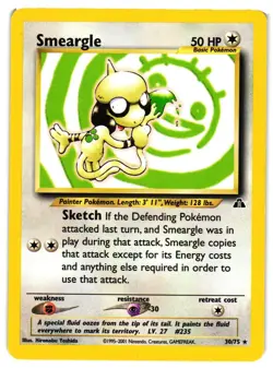 Pokemon TCG Smeargle 30/75 Neo Discovery Unlimited Rare VLP - Image 1