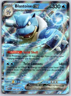 Blastoise ex 009/165 Double Rare 151 Pokemon Holo Near Mint - Image 1