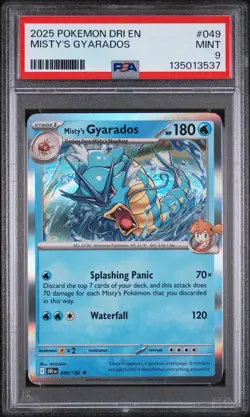 2025 POKEMON DRI EN-DESTINED RIVALS #049 MISTY'S GYARADOS PSA 9 - Image 1
