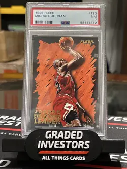 1996 Fleer Michael Jordan #123 Basketball Card PSA 7 NM Hardwood Leader GOAT - Image 1