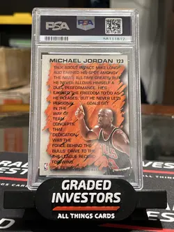 1996 Fleer Michael Jordan #123 Basketball Card PSA 7 NM Hardwood Leader GOAT - Image 2