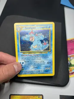 Pokemon Feraligatr Neo Genesis Holo Foil Card 5/111 with Swirl Clean - Image 1