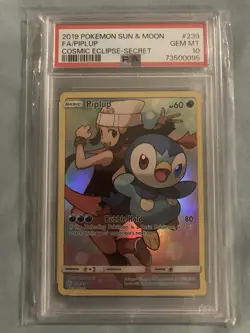 2019 Pokemon Sun & Moon FA/PIPLUP Cosmic Eclipse Secret #239 PSA 10 - Image 1