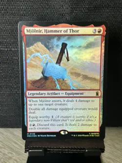 Mjolnir, Hammer of Thor 0146 MTG Marvel Super Heroes Foil Mythic Red - Image 1