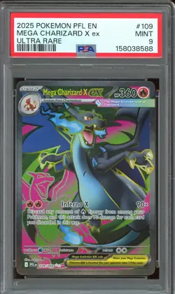 2026 Pokemon TCG ME Phantasmal Flames #109 Mega Charizard X ex Ultra Rare PSA 9 - Image 1
